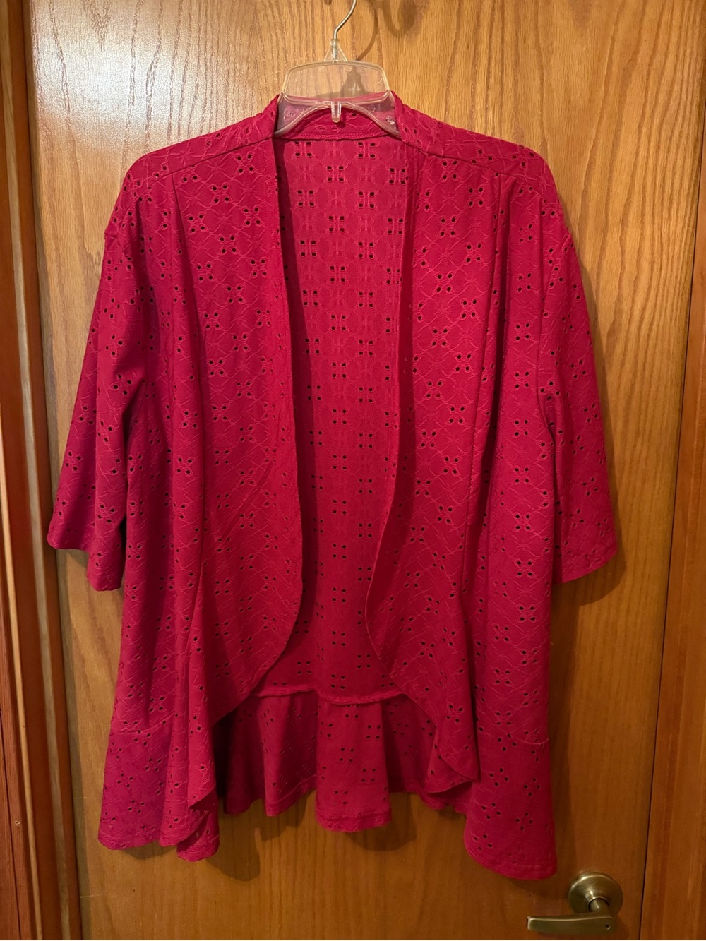 Women's Open-Front Eyelet Cardigan - 2XL